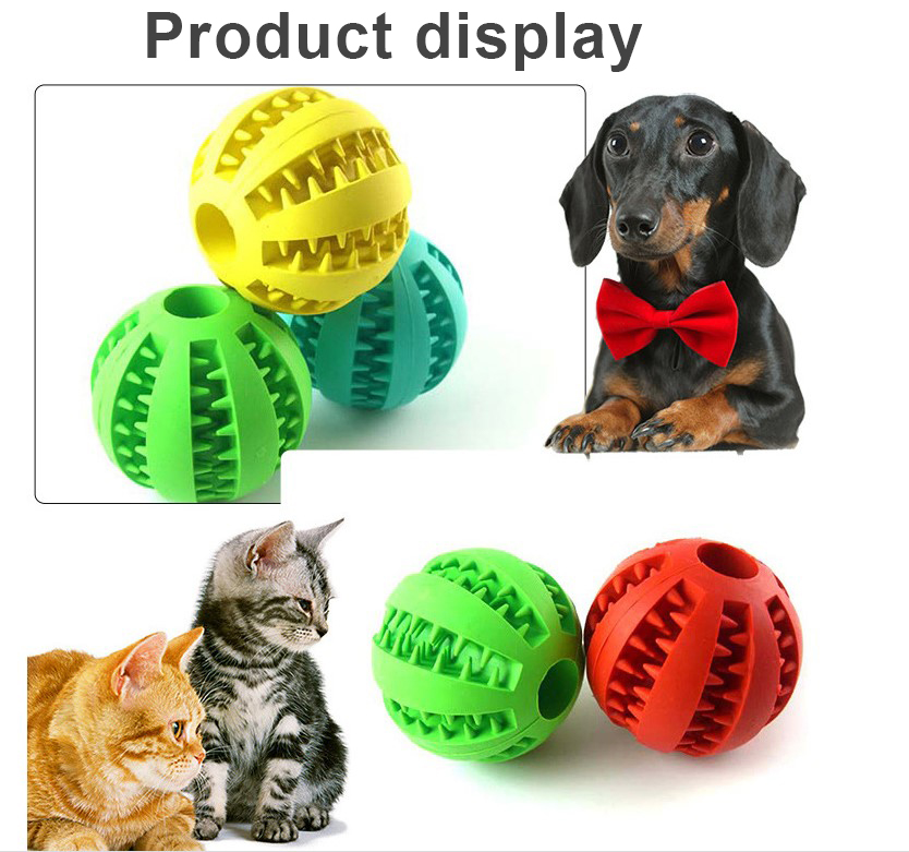 Dog Pet Treat Dispensing Ball Solid Rubber Chew Toy with Natural Rubber Material in Dark