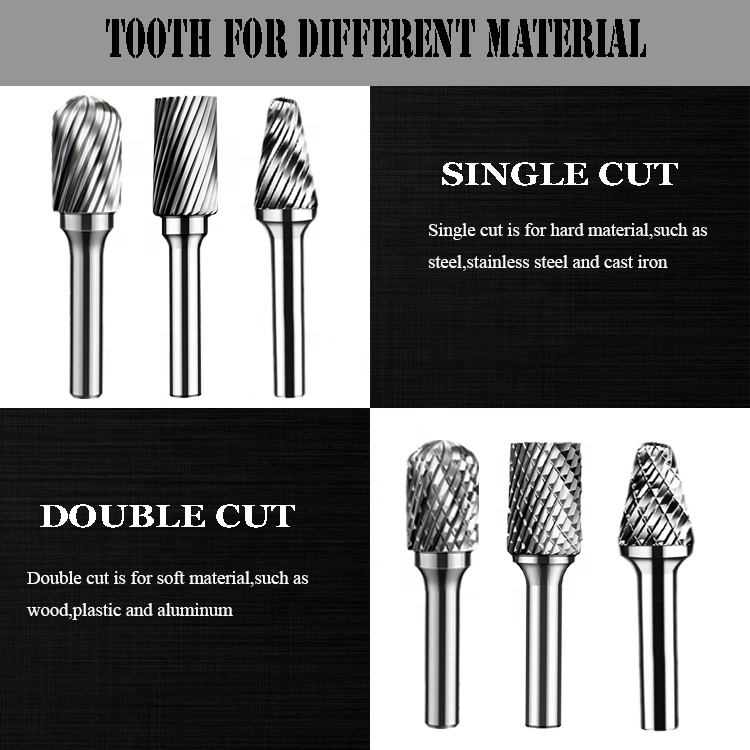 6mm Type A Sa Tungsten Carbide Rotary File 1/8 Long Shank Single Double Cut