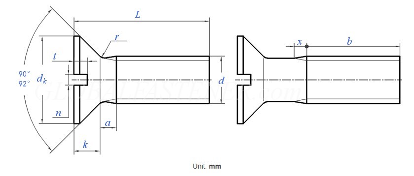Slotted Countersunk CSK Flat Head Machine Screw DIN963 Countersunk