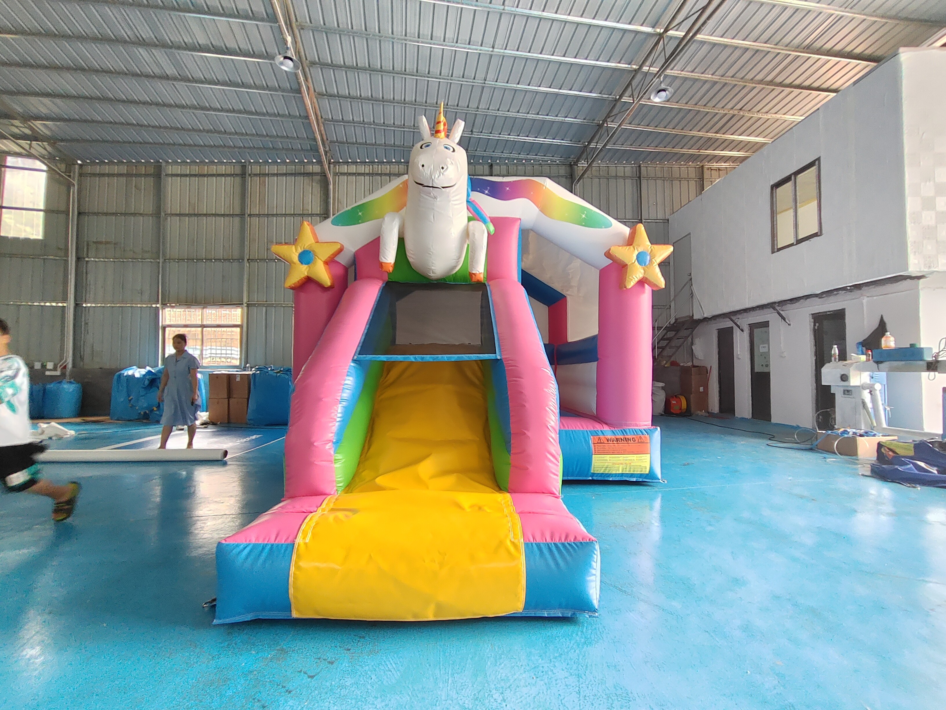 Digital Printing Inflatable Combos Colorful Unicorn Bounce House Jumping Castles With Silde