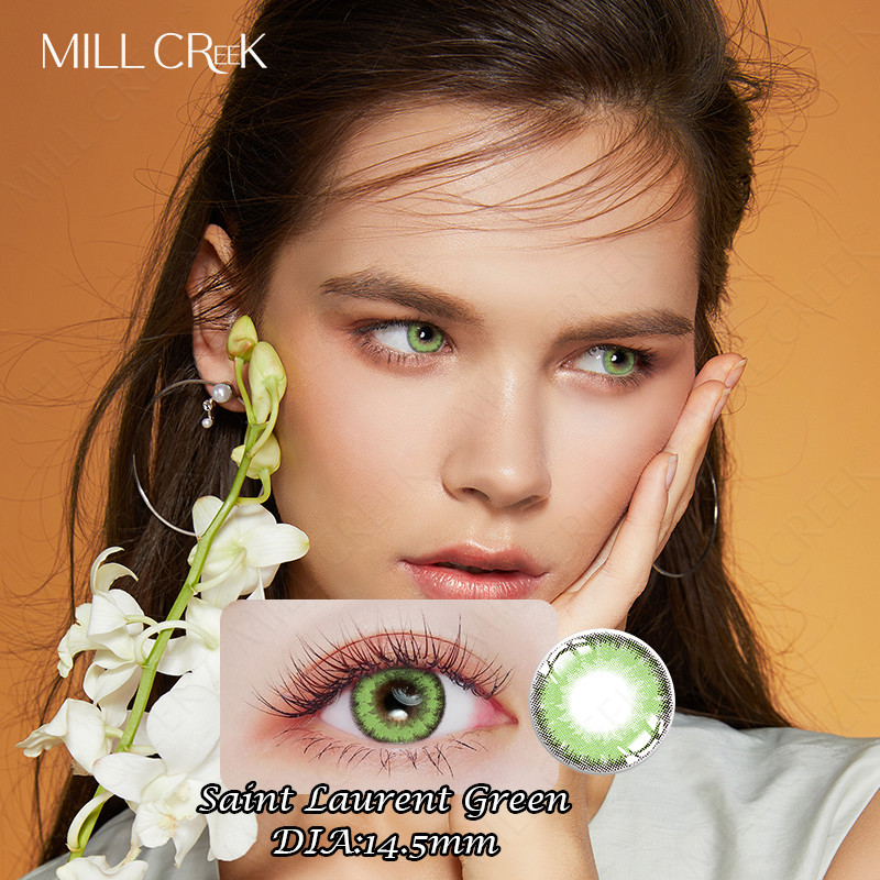 KSSEYE Prescription One Month Color Contact Lenses Lime Green Emerald Green