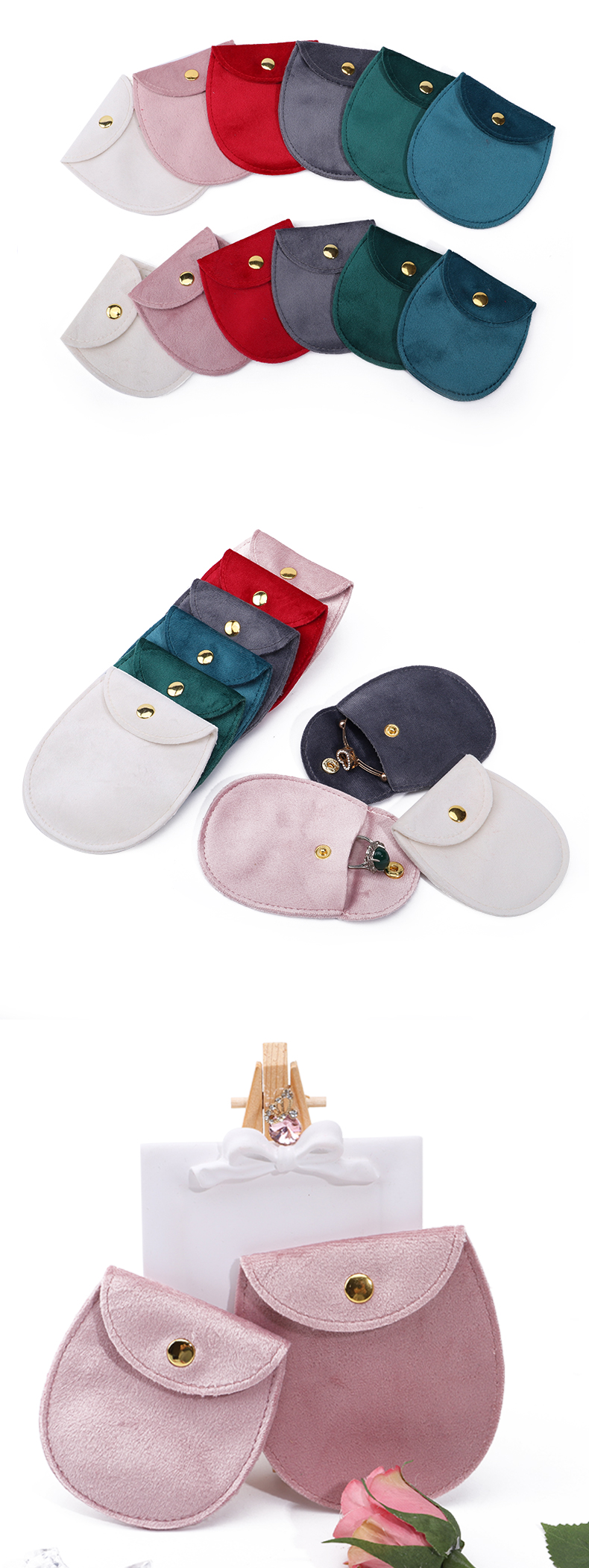 Sleek Egg Shaped Soft Velvet Jewelry Bag Accompaniment Chic Jewelry Pocket