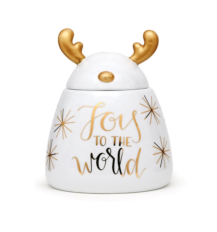 3D Christmas Kitchen Coffee Tea Sugar Gift Canister Jar Tree Shaped Storage Golden Silver Handpainting