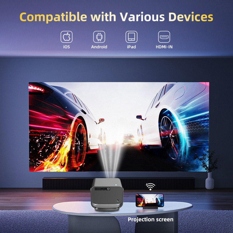 FLYIN P20 Pro 4K 350Lms 1080P Full HD Projector Auto Focus Lens LCD Lamp Android 13 Airplay Features Portable Home Theater Use