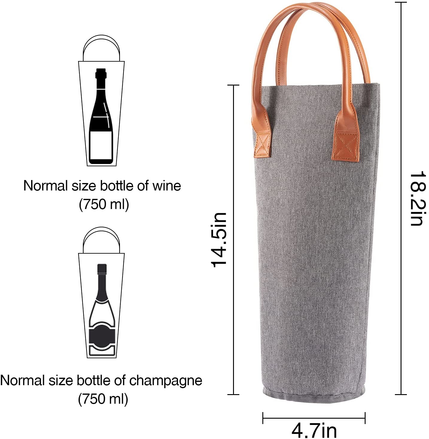 Round Portable Insulated Cooler Bag For Baby Bottles Wine Ice Bag Small 4x14"