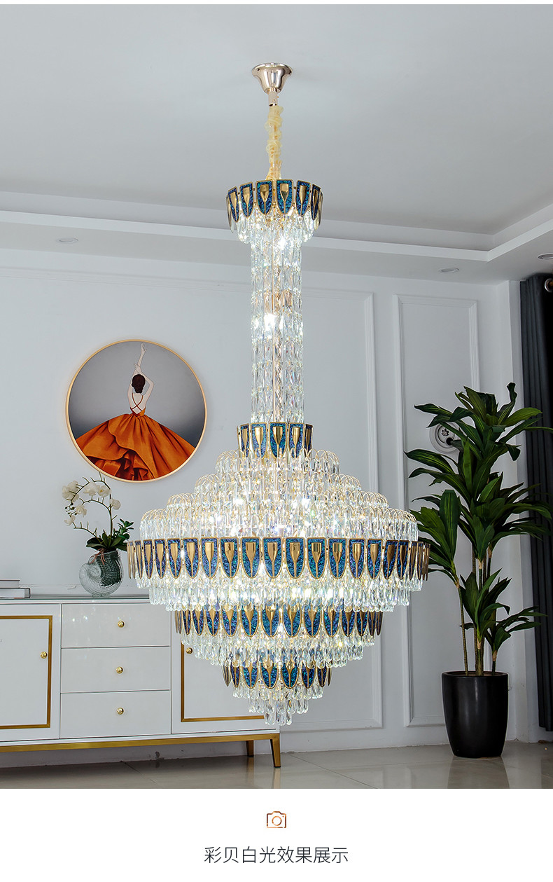 Designer Duplex Building Light Luxury Postmodern Empty Living Room hotel large chandelier(WH-NC-108)