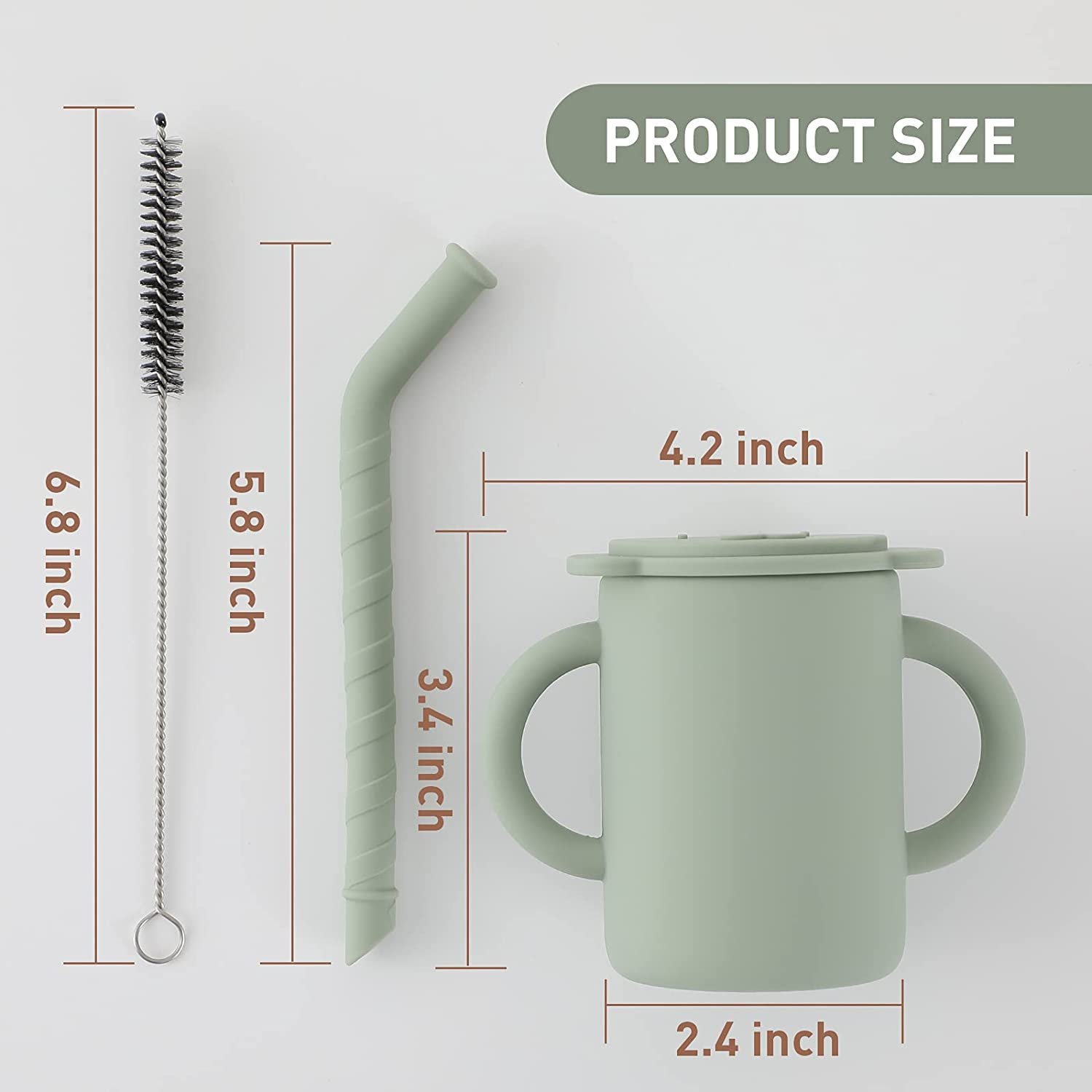 Microwaveable Silicone Kitchen Product Baby Cup With Straw Reusable