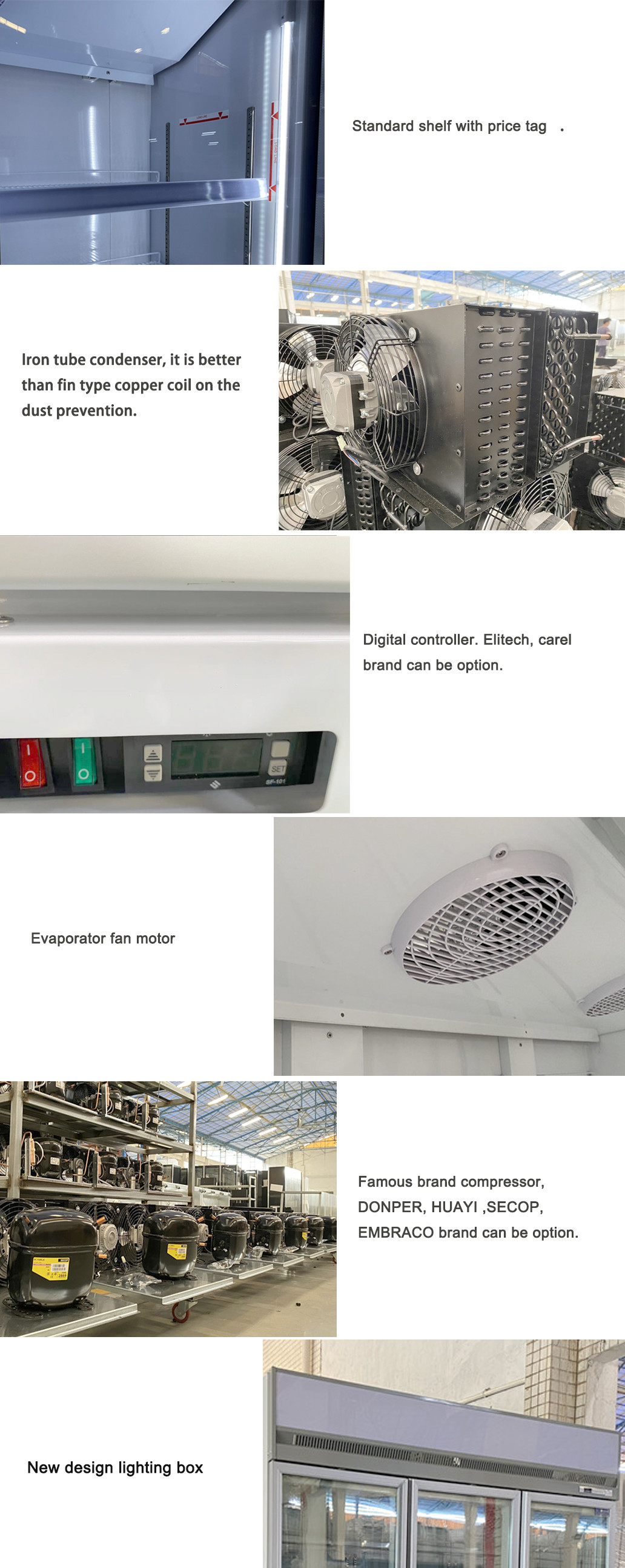 Supermarket Equipment Air Cooling Display Glass Door Cooler Fridge Refrigerator