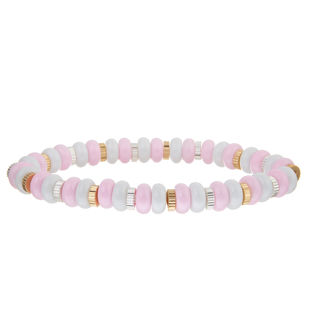 Amazonite Beach Gemstone Handmade Pave Beads Bracelets Stretch Multicolor Adjustable