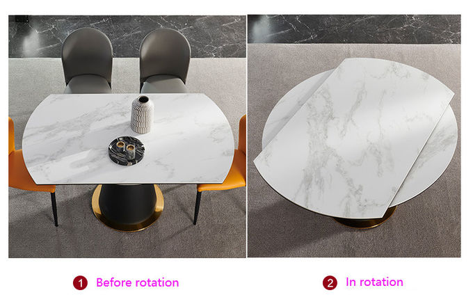 Metal Base Sintered Stone 75ch Height Oval Rotate Table