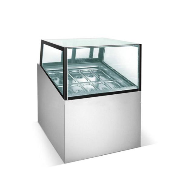 Square Glass Ice Cream Showcase Freezer 20 Pans Fan Cooling Type 1730*1068
