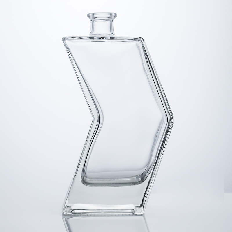 Unique Shape Glass Bottle for Rum Gin Vodka Cork Stopper Included