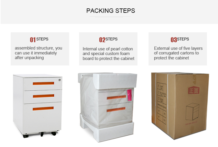 Pre Assemble Anti Dumping Mobile 0.7mm Metal Filing Cabinet