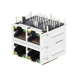 LPJG27020AENL 1000 Base-T 2x2 Port 8P8C RJ45 Magnetics Modular Jack Green/Yellow