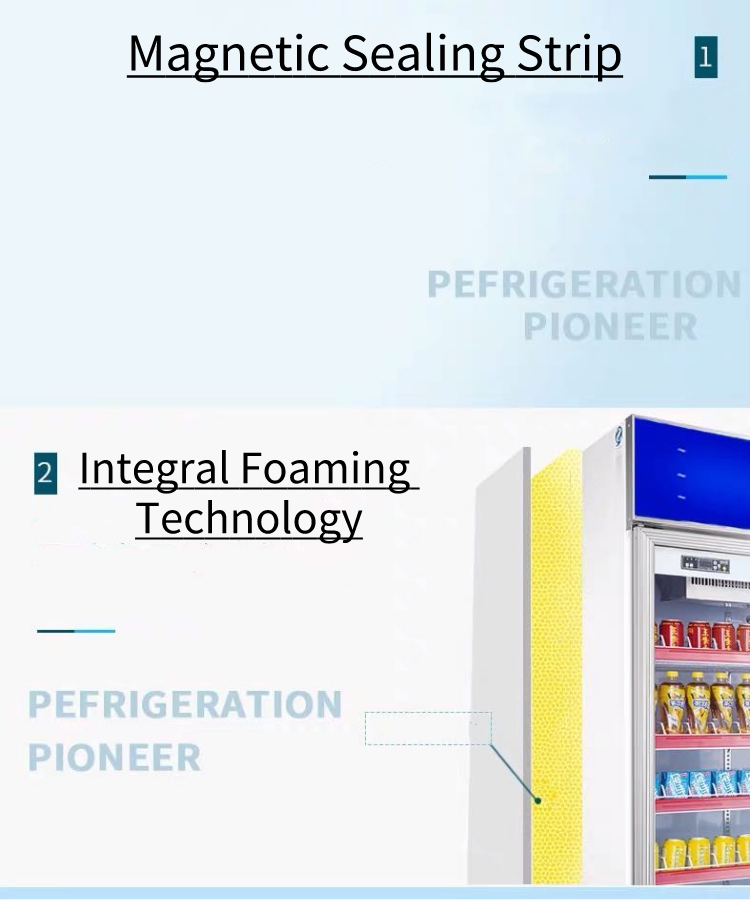 320W Glass Front Commercial Beverage Refrigerator Microcomputer Classic Type