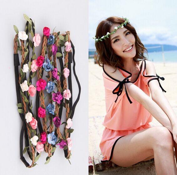 Beach bride bridesmaid flower garland headband headdress holiday pictures