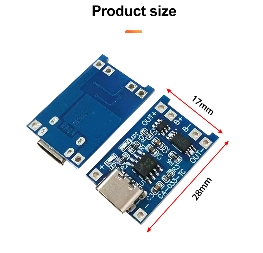 CA-033 Micro Type-C USB 5V Charging Board Dual Function 1A Li-Ion Lithium Battery Charger Module 18650 TP4056 ICs Product