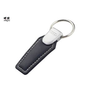 China Cool Car Key Holder Keychain With Real Leather , Laser Engraved Leather Keyring on sale