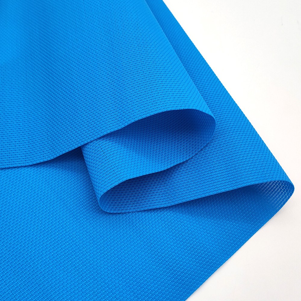 100mm Vinyl PVC Coated Polyester Mesh Fabric Weave Blue