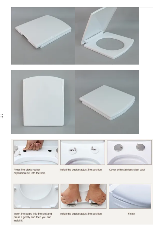 Square White PP Square Toilet Seat With One Button Quick Release After-Sale Service