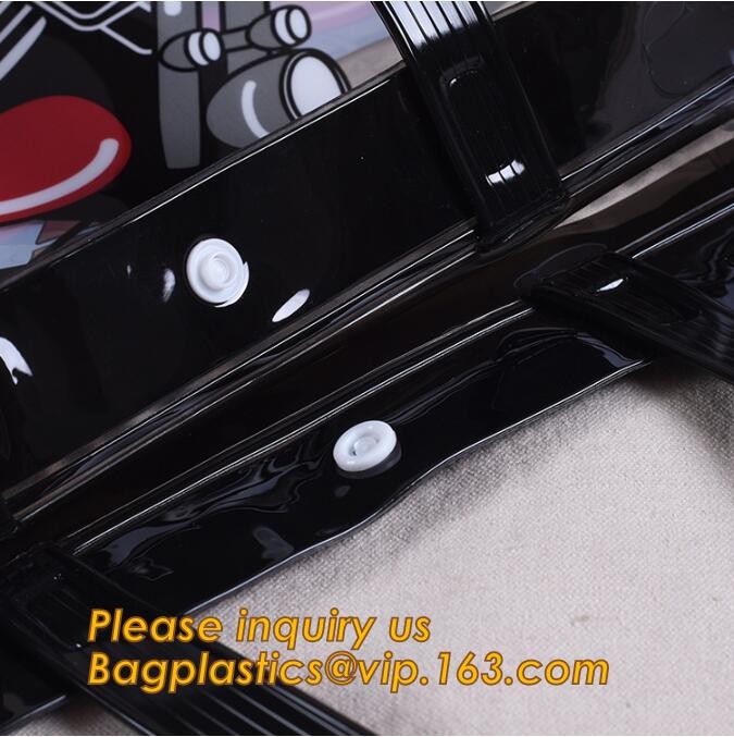 Factory Custom made Environmental PVC clear packaging toy storage handle bag,plastic tote packaging bag with handles fro