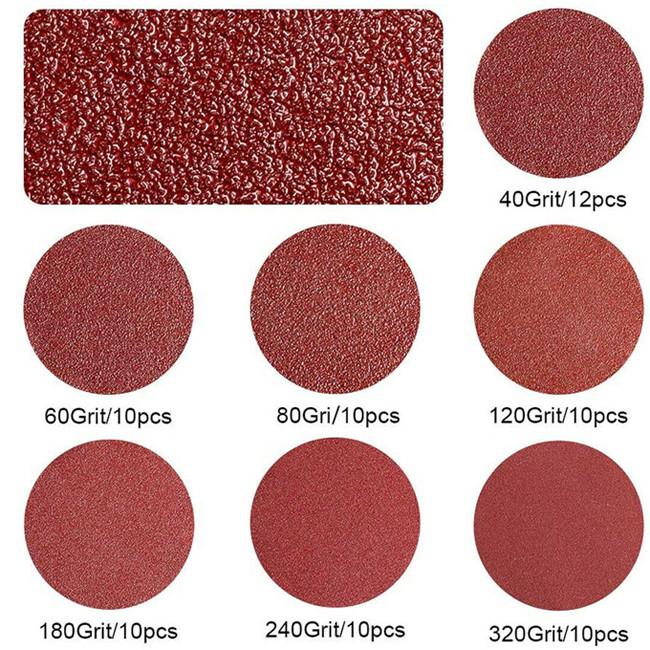 5 Inch 125mm Hook And Loop Sanding Disc Red Aluminum Oxide Sand Paper
