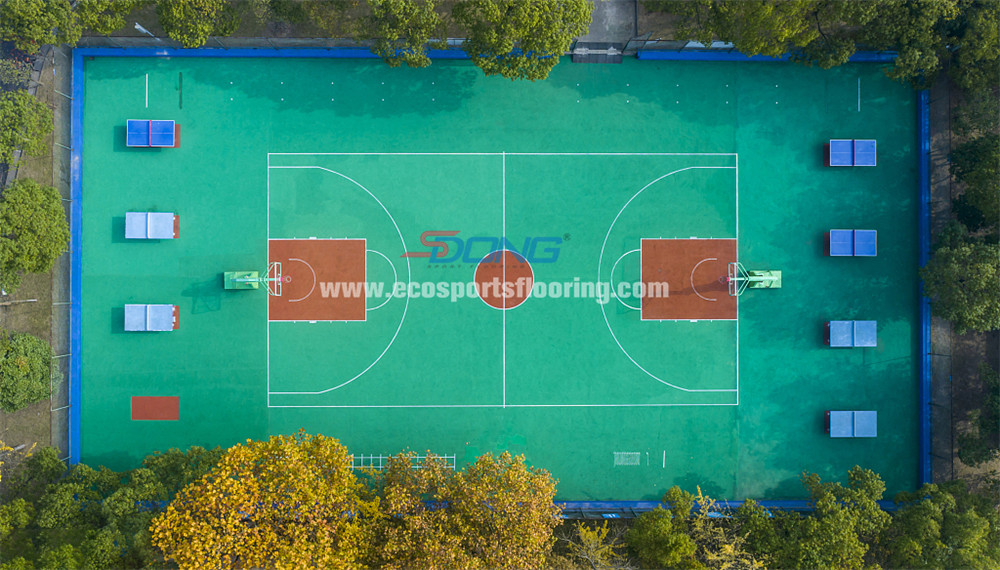 Basketball Courts Pu Sports Flooring 8mm Thick ISO18001
