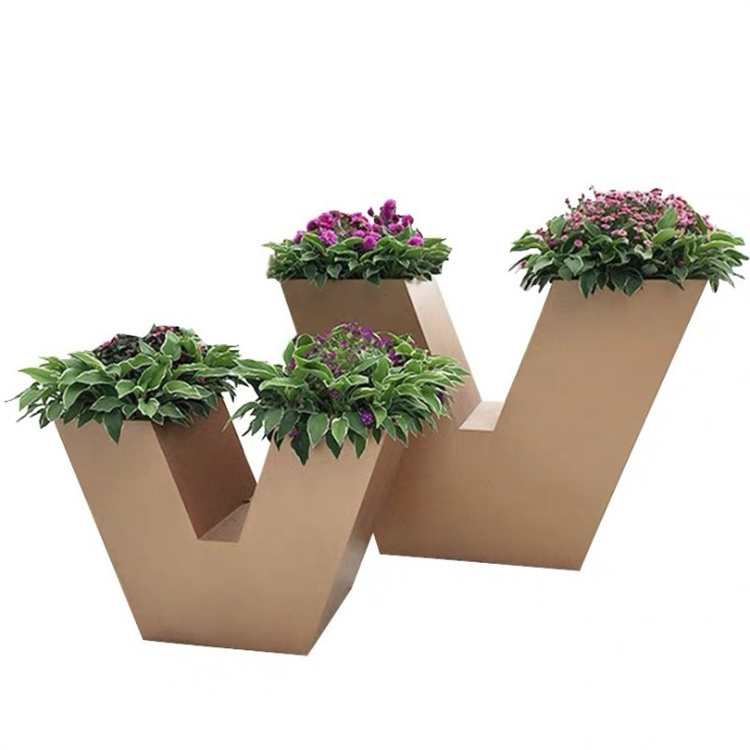 Home decor L shape metal flower pots geometry flower planter