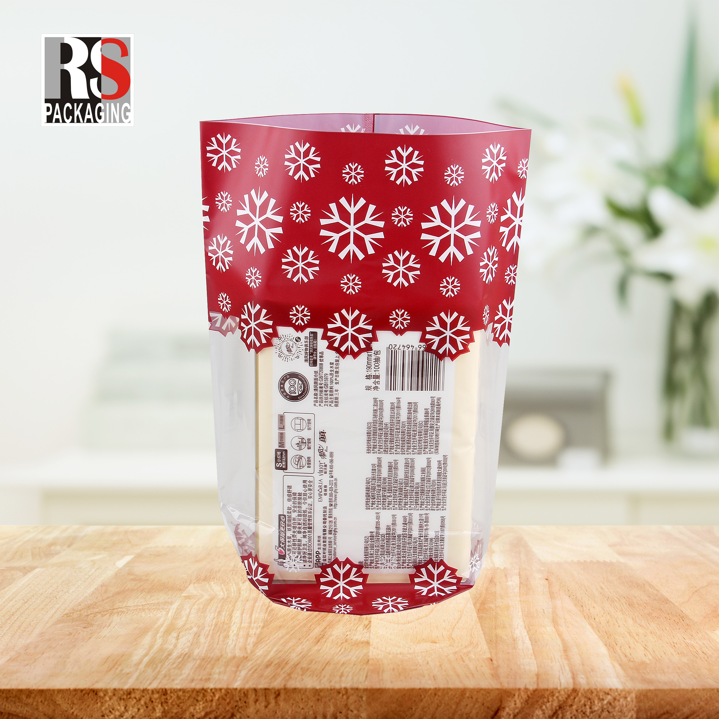 Customized Logo Poly Transparent Plastic Packaging Bag For Bread Dessert