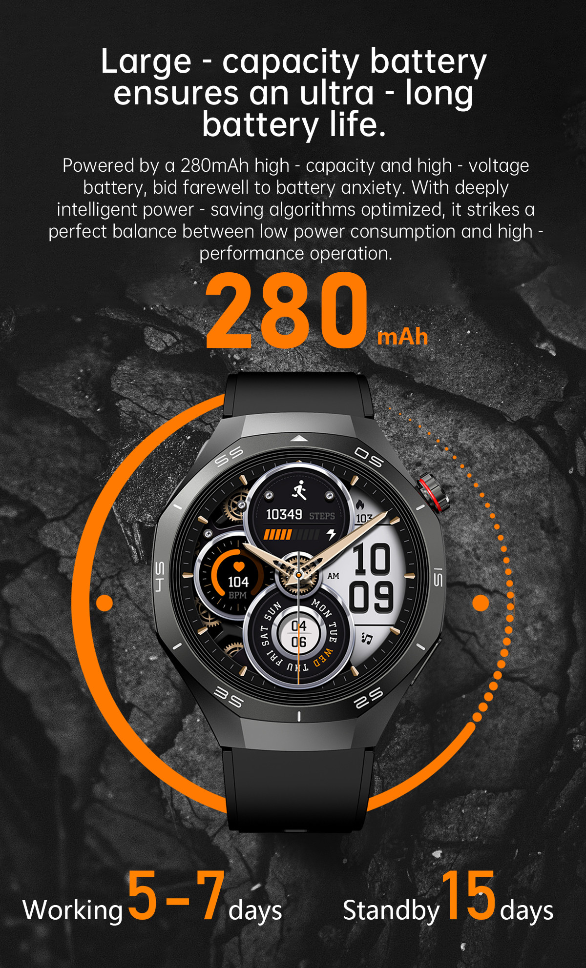 1.53-Inch Screen HW95 Alloy Case 280mAh High Capacity Health Monitoring LC