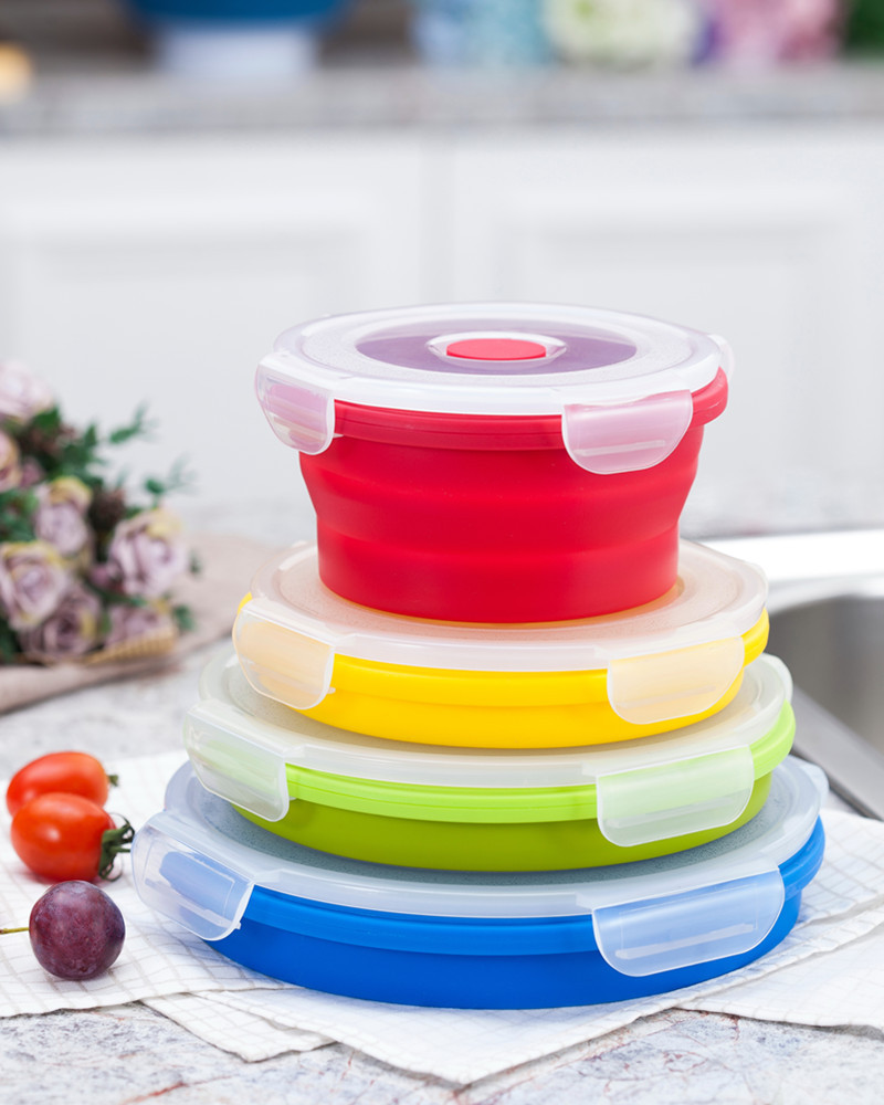 800ml 1200ml Silicone Lunch Containers Collapsible Silicone Lunch Box
