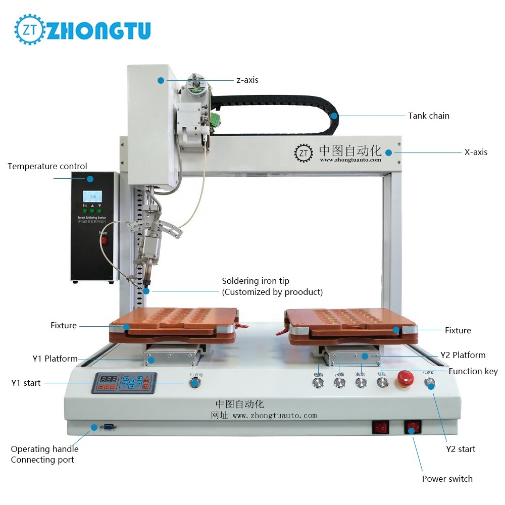 Useful One Head Dual Platform Soldering Robot for LED Wire PCB USB Cable