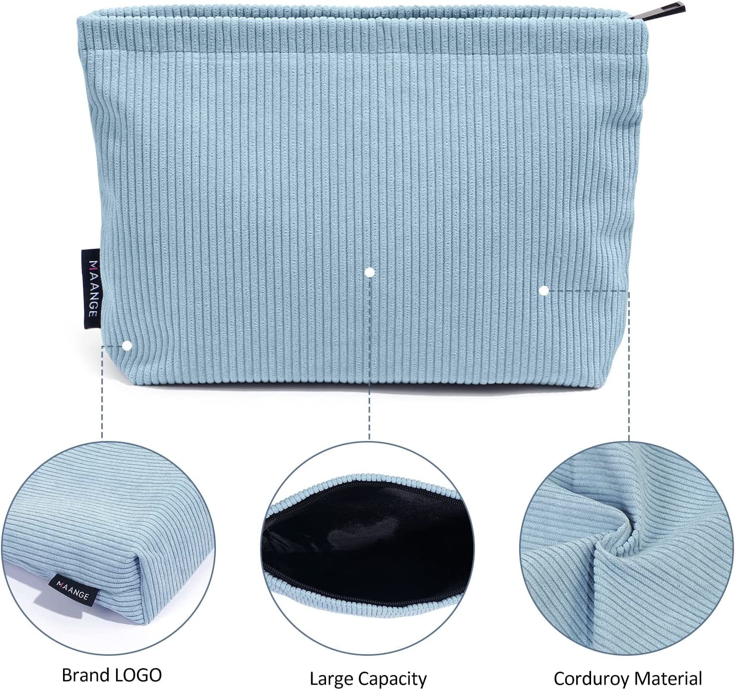 lager capaccity light weight corduroy toiletry bags