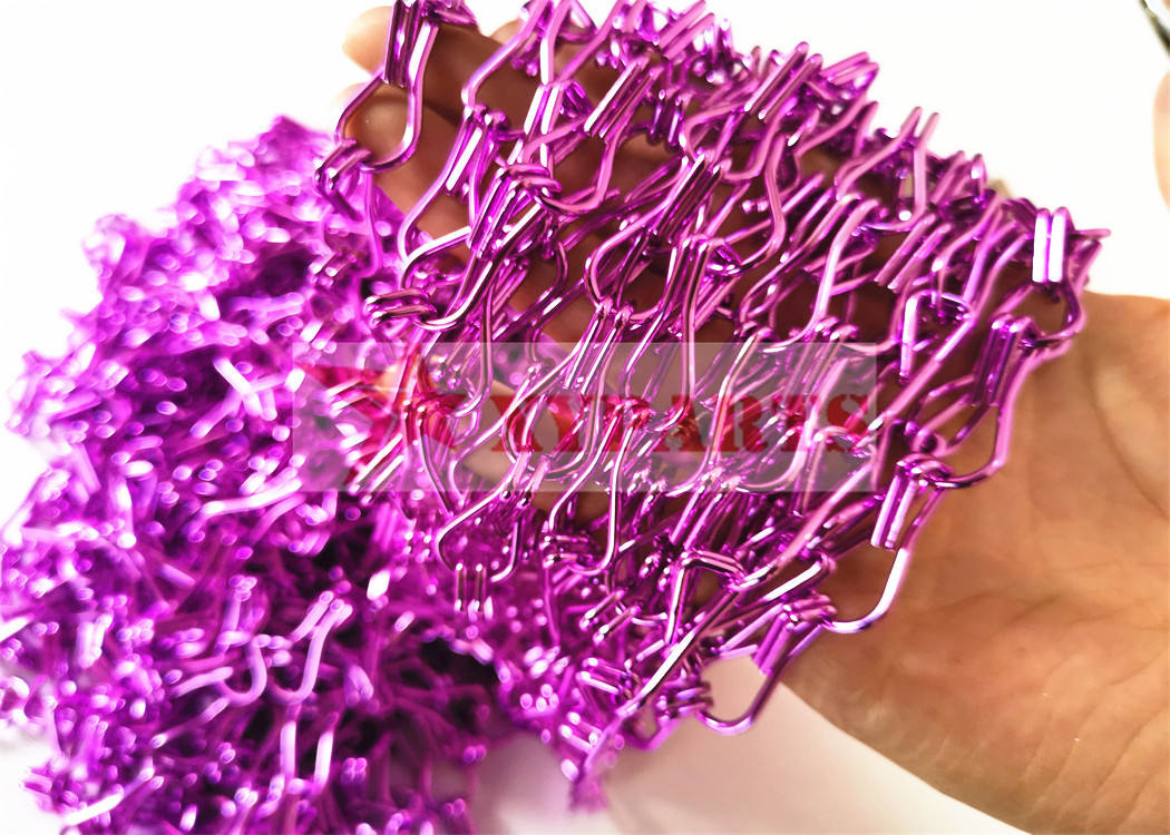Colorful Double Hooks Aluminum Chain Link Curtain With Customized Dimension