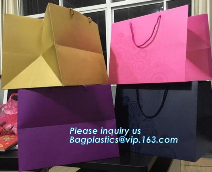 Flower carrier bag with different color customized pot plants kraft paper bag with handle,stamping logo fancy paper flow