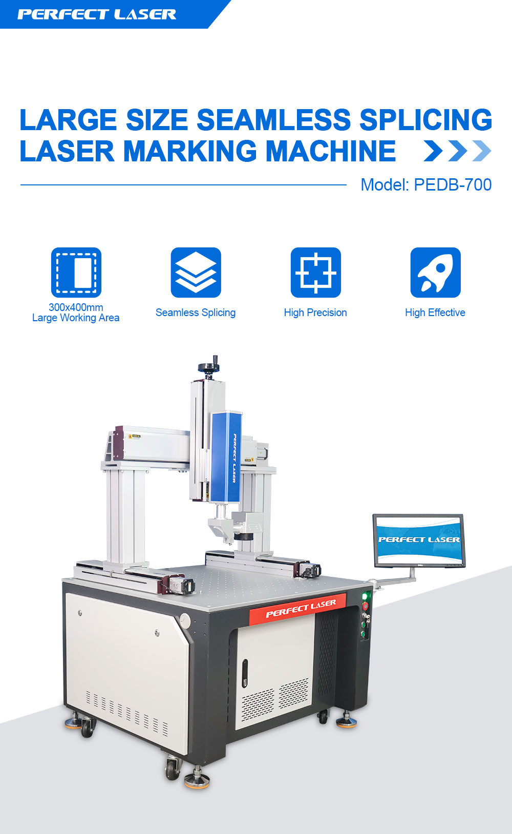 Large Size Seamless Splicing Laser Marking Machine For Metal Stainless Steel Leather