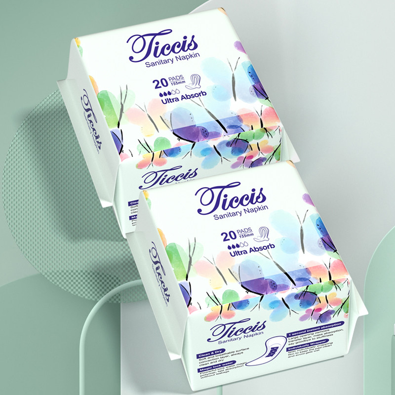 Ultra thick Disposable Super Absorbency Sanitary Pads 3-D Leak Guard Blue chip Feminine Hygiene Day Use Sanitary Napkins