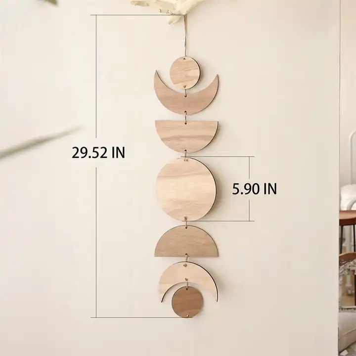 Creative Sun and Moon wooden pendant retro style decorations