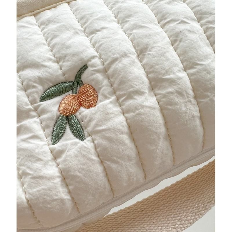 Large Capacity Soft Cotton Makeup Pouch Quilted Travel Cosmetic Bag Luxury