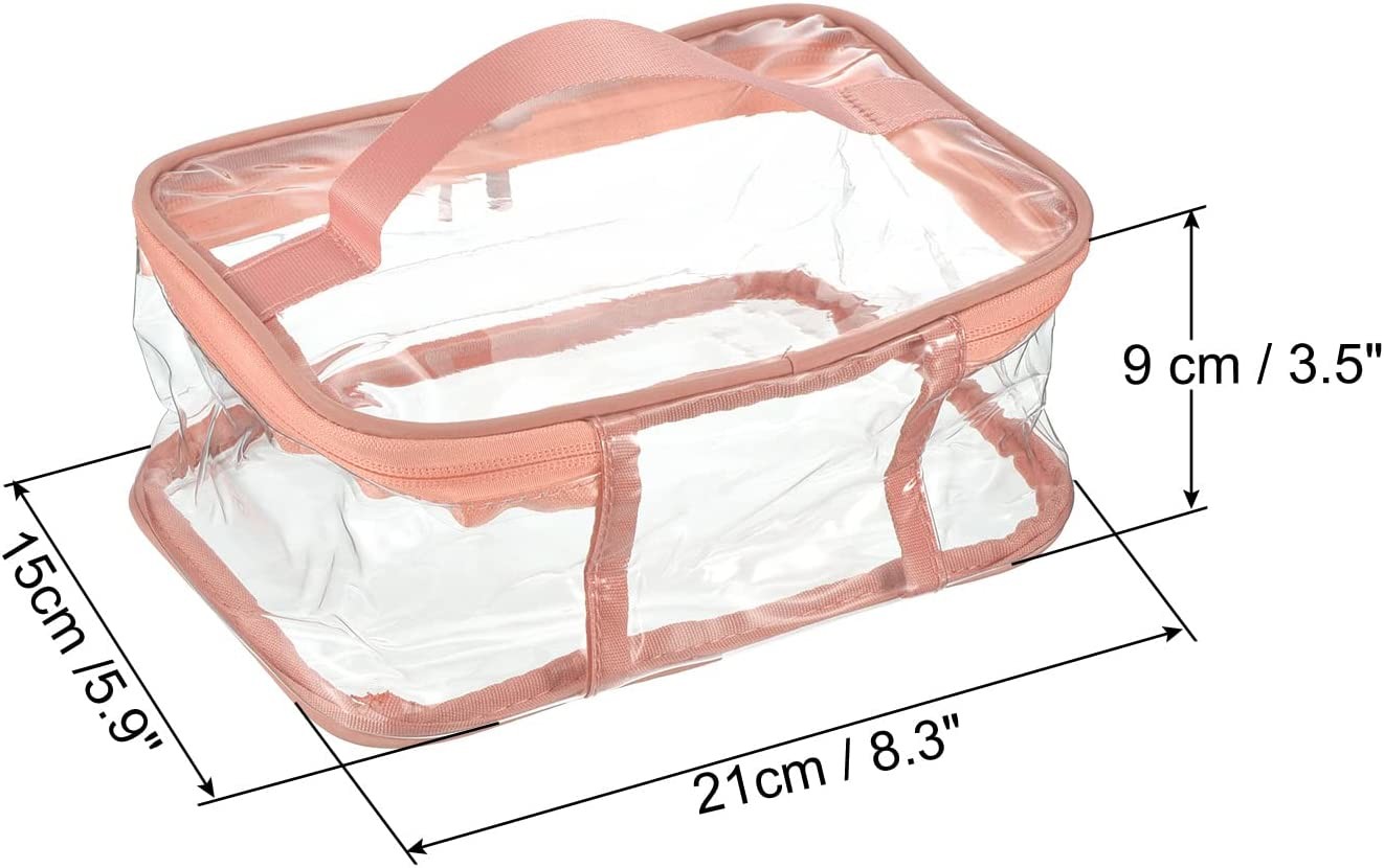 Clear Toiletry Bag PVC Makeup Bag Cosmetic Pouch with Zipper Handle Strap Waterproof for Travel