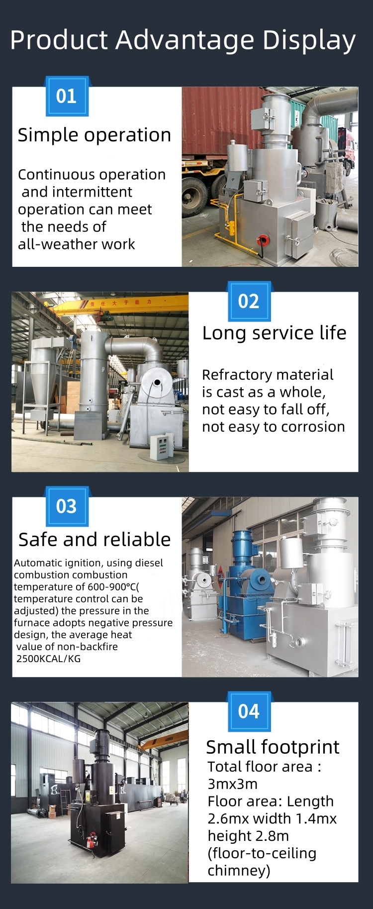 150kg/hour Garbage Incineration Equipment For Environmentally Friendly Waste Management