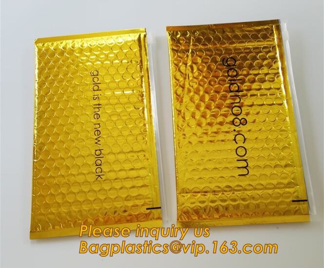 air mail metallic holographi rose gold bubble padded mailer / Zip lockkk bubble bag/ slider bubble bag,Holographic Factory