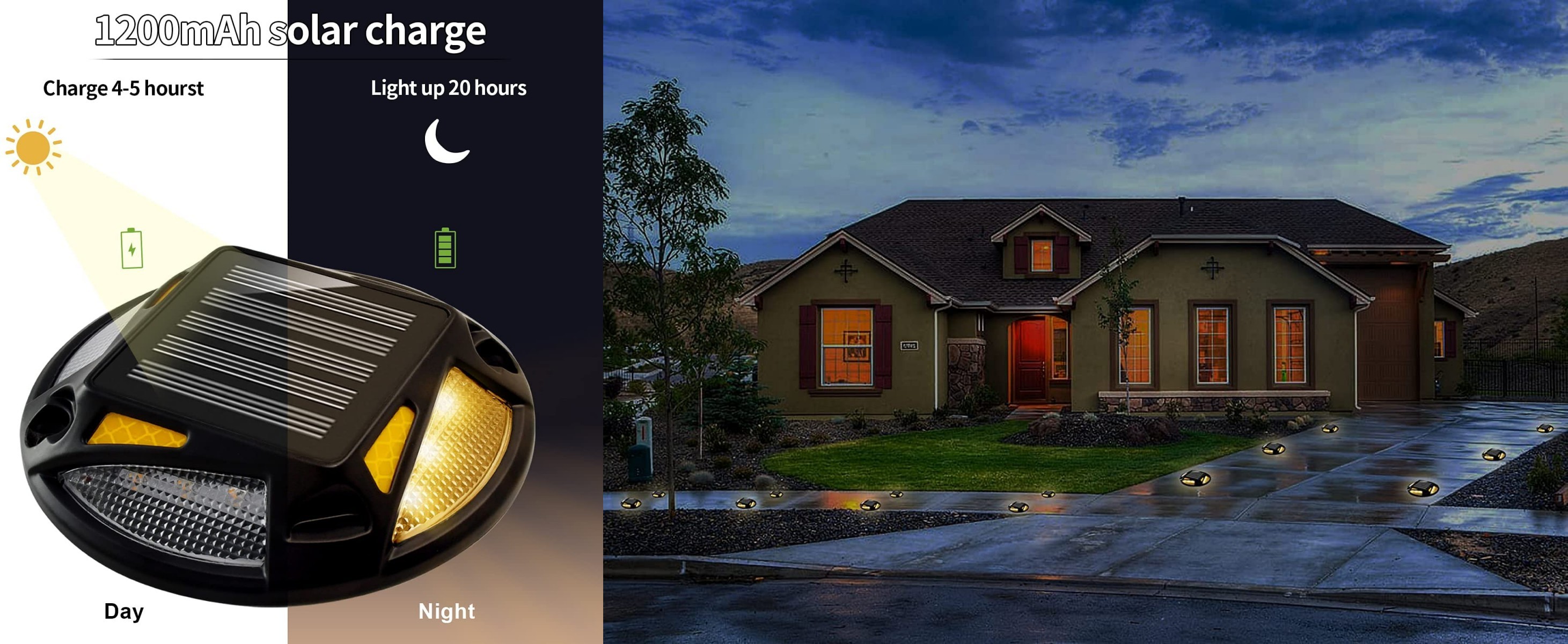 IP68 Water Rating Solar LED Driveway Dock Lights 12 pcs LED for Sidewalk Garden Pathway