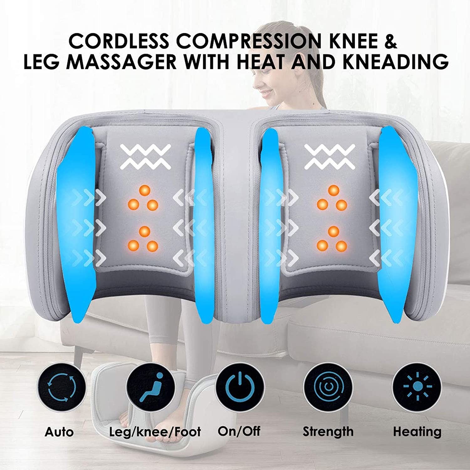 2600mAh Electric Heated Knee Massager Double Leg Percussion Massager For Knee Pain