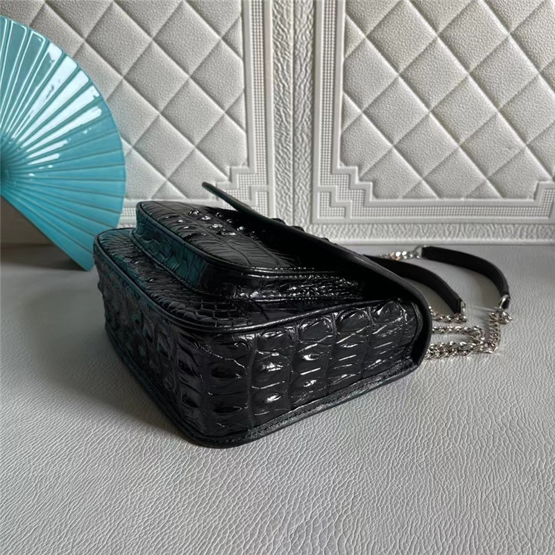 Authentic Crocodile Skin Women Flap Purse Genuine Alligator Leather Lady Chain Bag Female Single Cross Shoulder Bag