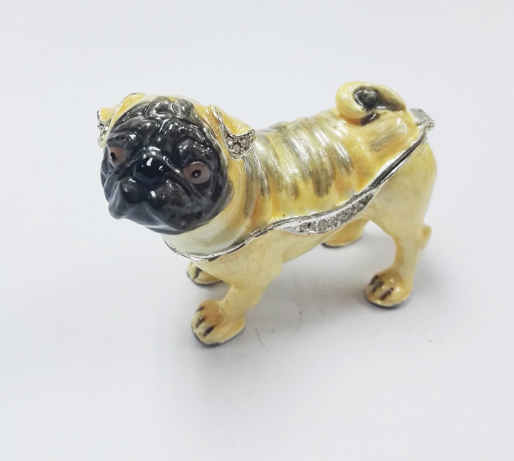 gold plated dog with crystal charm animail trinket boxes wholesale