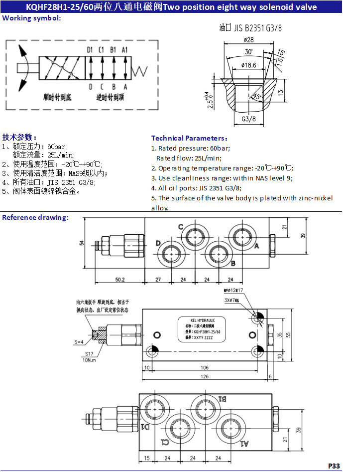 24V 12V Steel Hydraulic Solenoid Valves with DG / ER connector