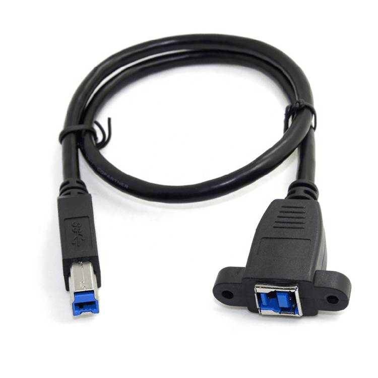 Screw Locking Stud Male To Female Panel Mount USB 3.0 Type B Printer Extension Cable