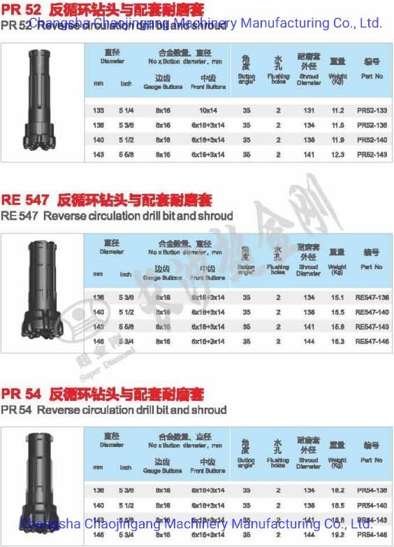 Reverse Circulation DTH Hammers Rock Drill Bits