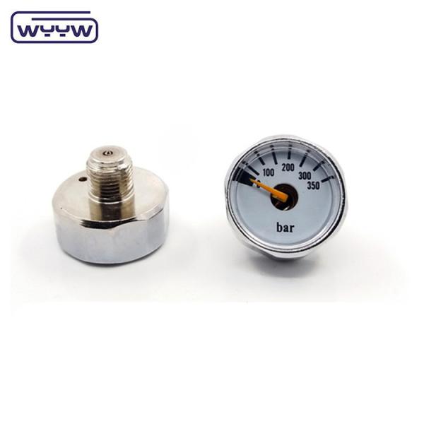 Quality 350 Bar Miniature Pressure Gauge 23mm Brass Case Back Mounting for sale
